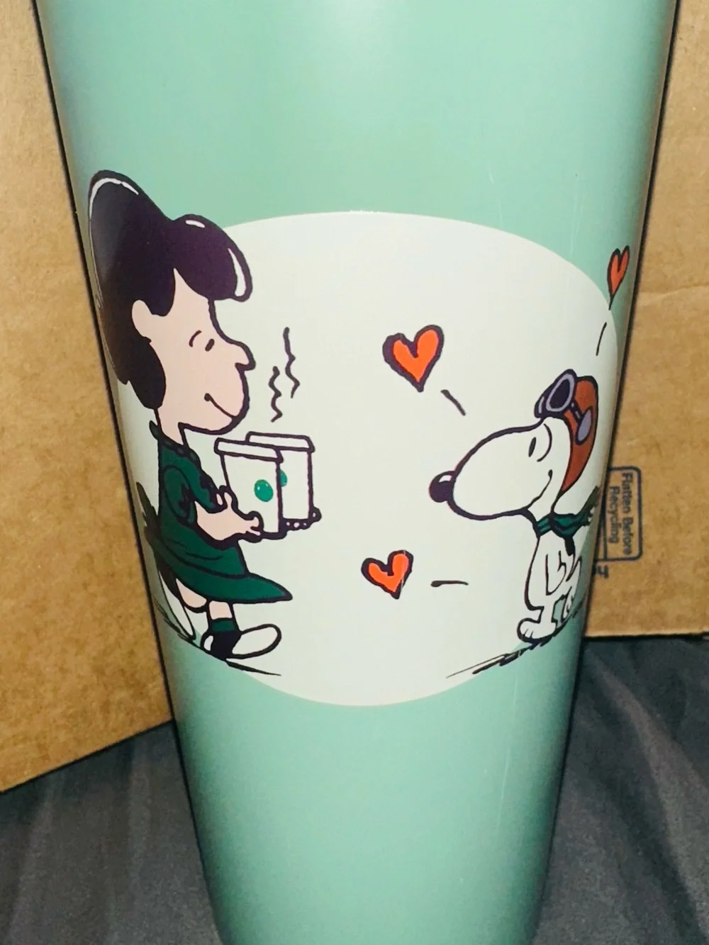 Starbucks Peanuts Green & Orange Character Straw Tumblers
